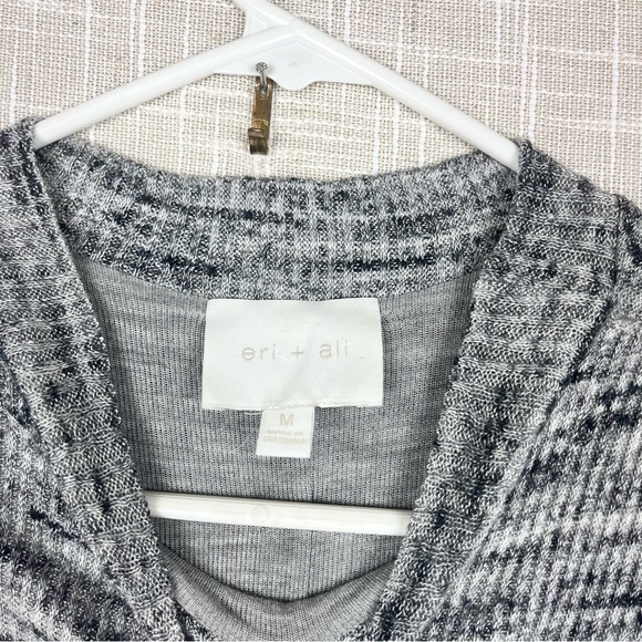 Anthropologie Ruffled Ribbed Marled Gray Knit Midi Sweater Dress Eri + Ali - Picture 5 of 6